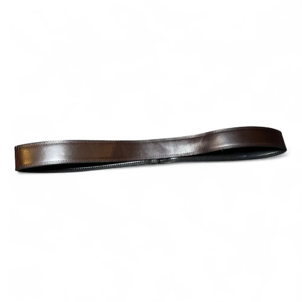 Men’s Size 36 Genuine Leather Reversible Black Brown Belt Silver Buckle